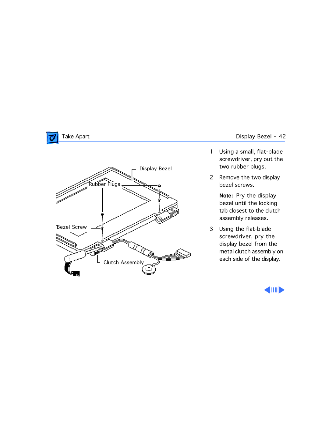 Motorola 100 manual Take Apart Display Bezel 