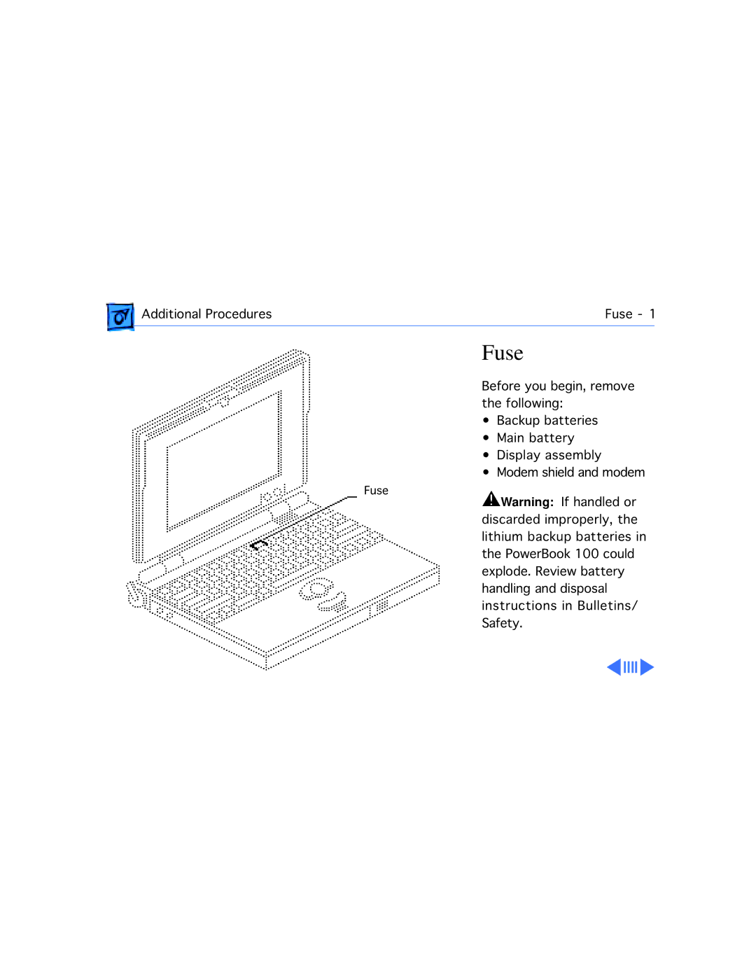 Motorola 100 manual Fuse 