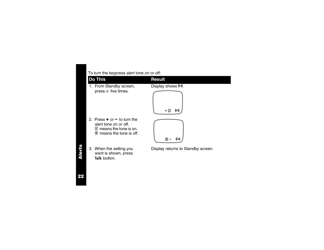 Motorola 2 Way FRS Radio manual To turn the keypress alert tone on or off 