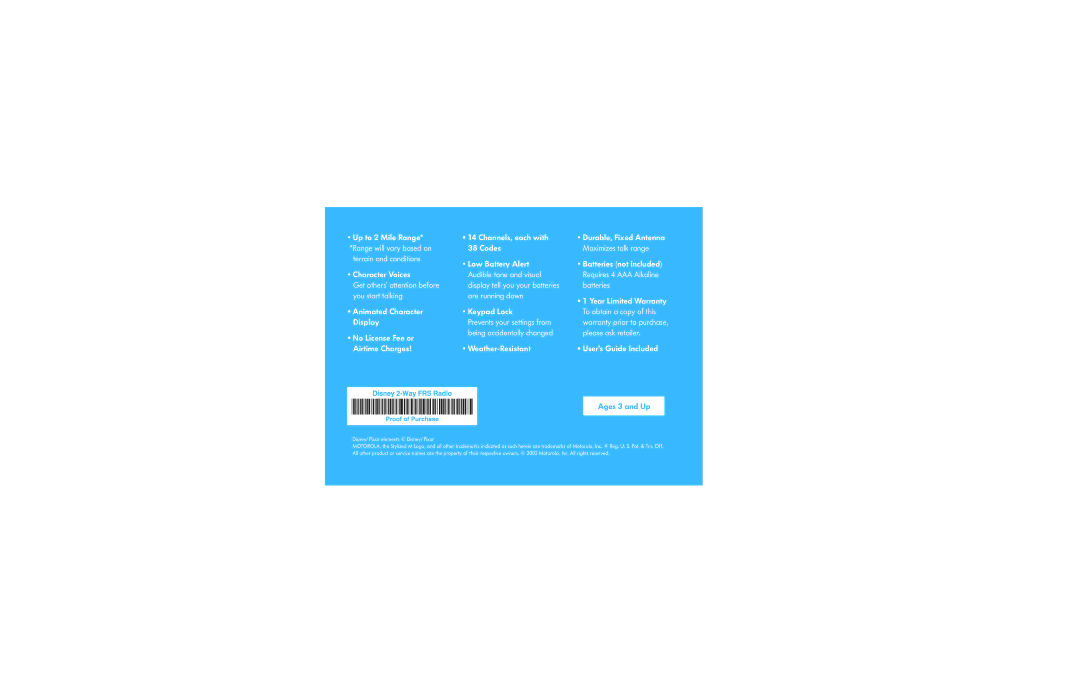 Motorola 2 Way FRS Radio manual Character Voices 