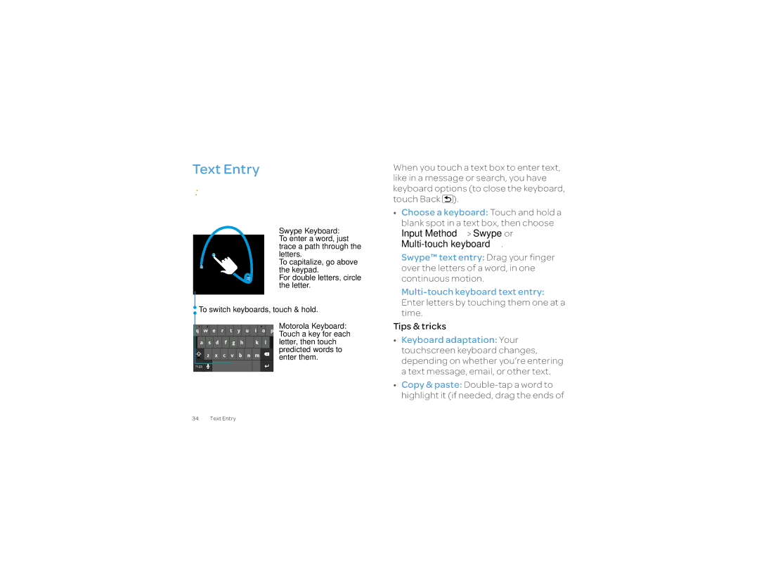 Motorola 2 manual Quick Start Text Entry 