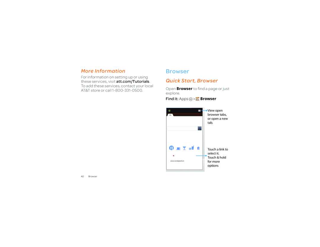 Motorola 2 manual More Information, Quick Start Browser, Open Browser to find a page or just explore 