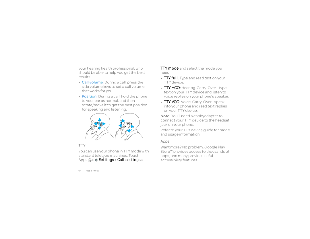 Motorola 2 manual Tty, You can use your phone in TTY mode with 