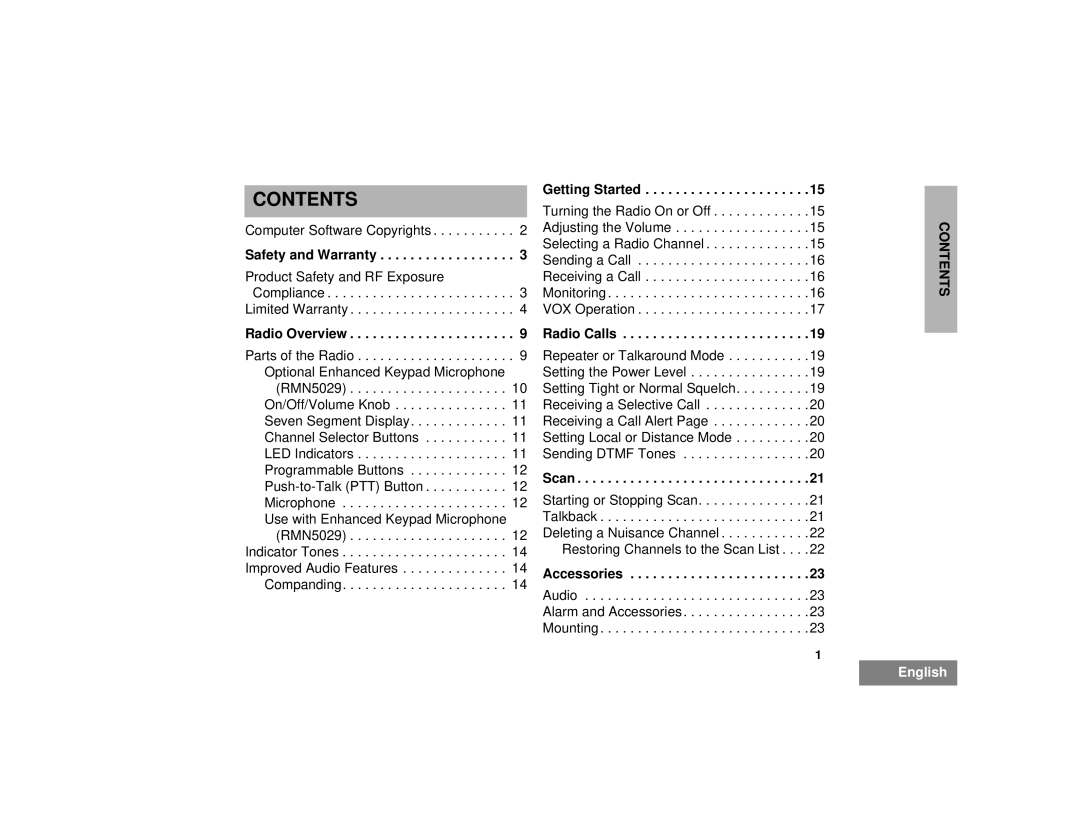 Motorola 200 manual Contents 