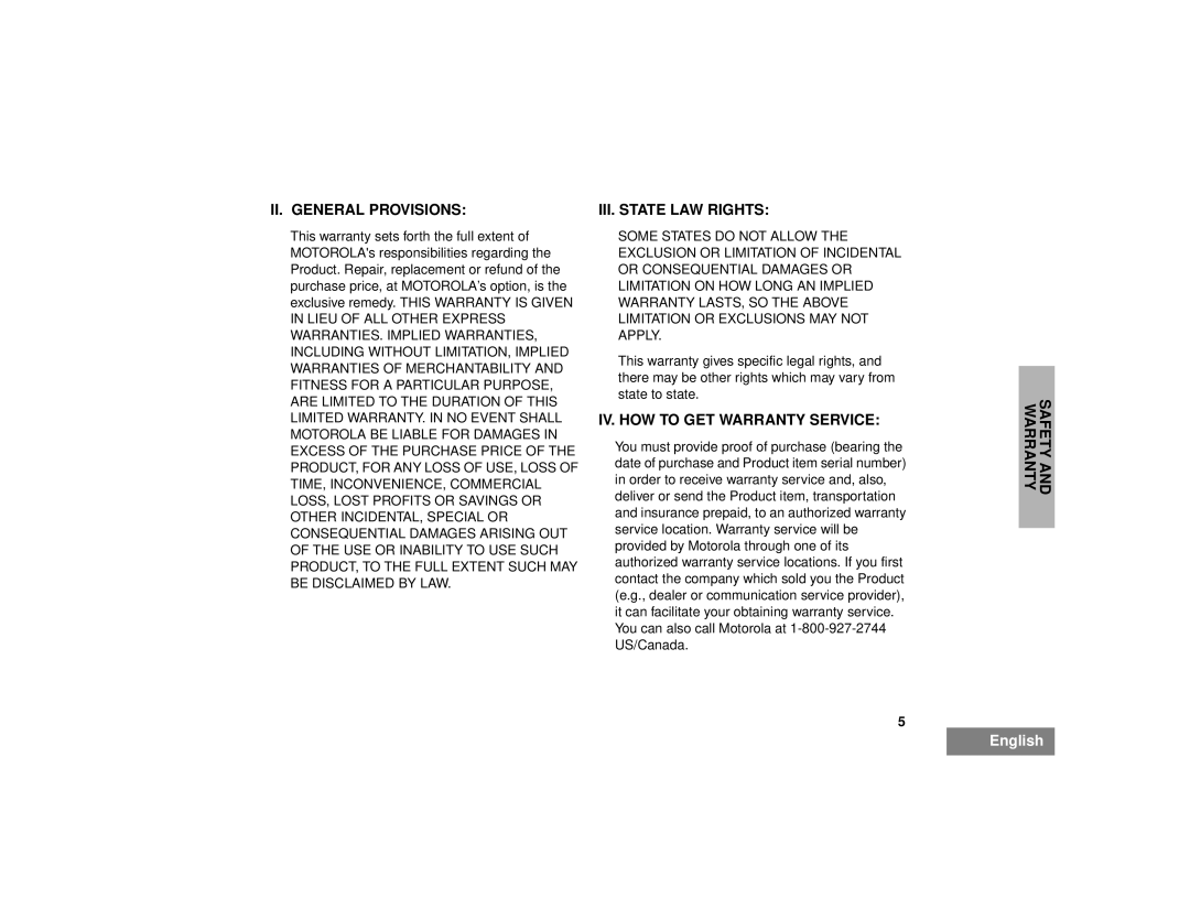 Motorola 200 manual II. General Provisions 