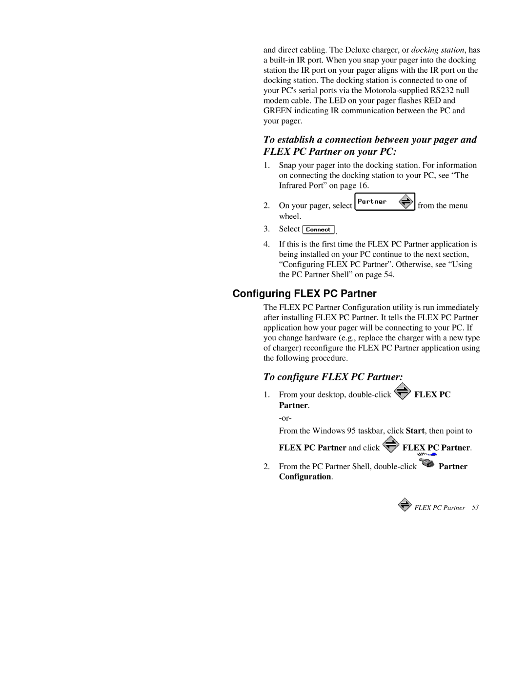 Motorola 2000X Configuring Flex PC Partner, To configure Flex PC Partner, Flex PC Partner and click Flex PC Partner 