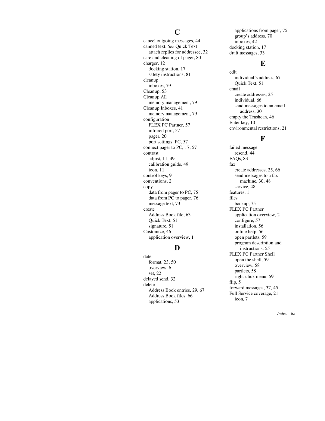 Motorola 2000X quick start Index 