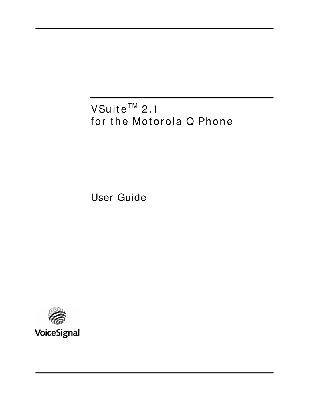 Motorola 2.1 manual VSuiteTM For the Motorola Q Phone 