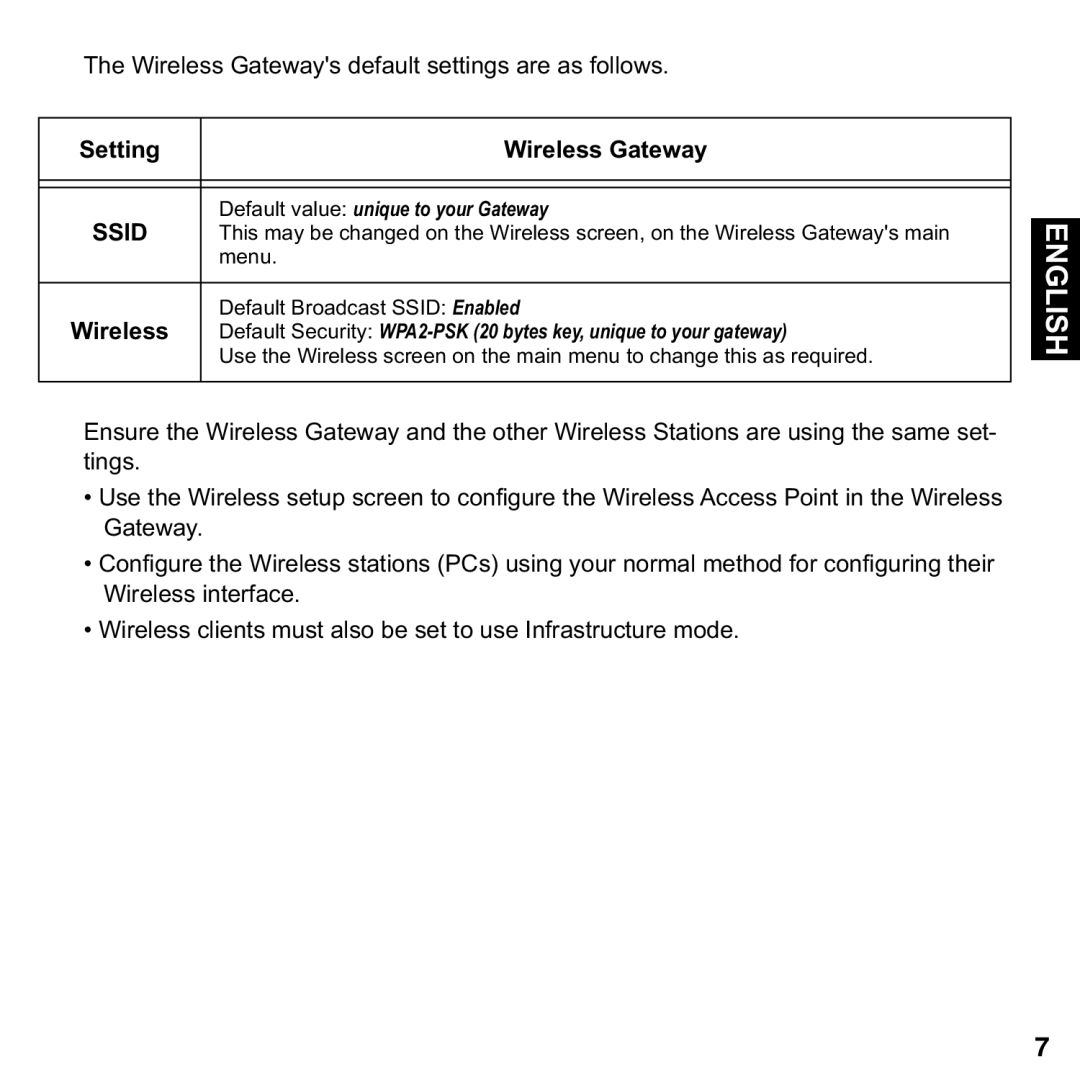 Motorola 2108-D9/N9 user manual Setting Wireless Gateway, Ssid 