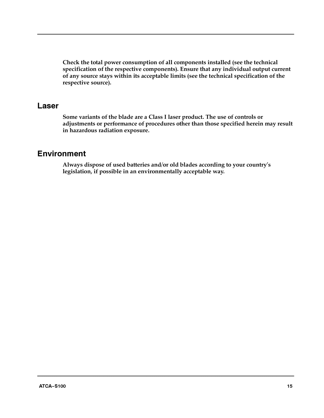 Motorola 228597 manual Laser, Environment 