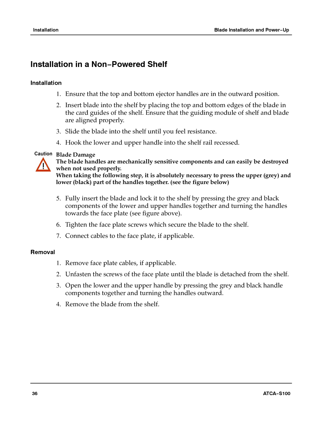 Motorola 228597 manual Installation in a Non−Powered Shelf 