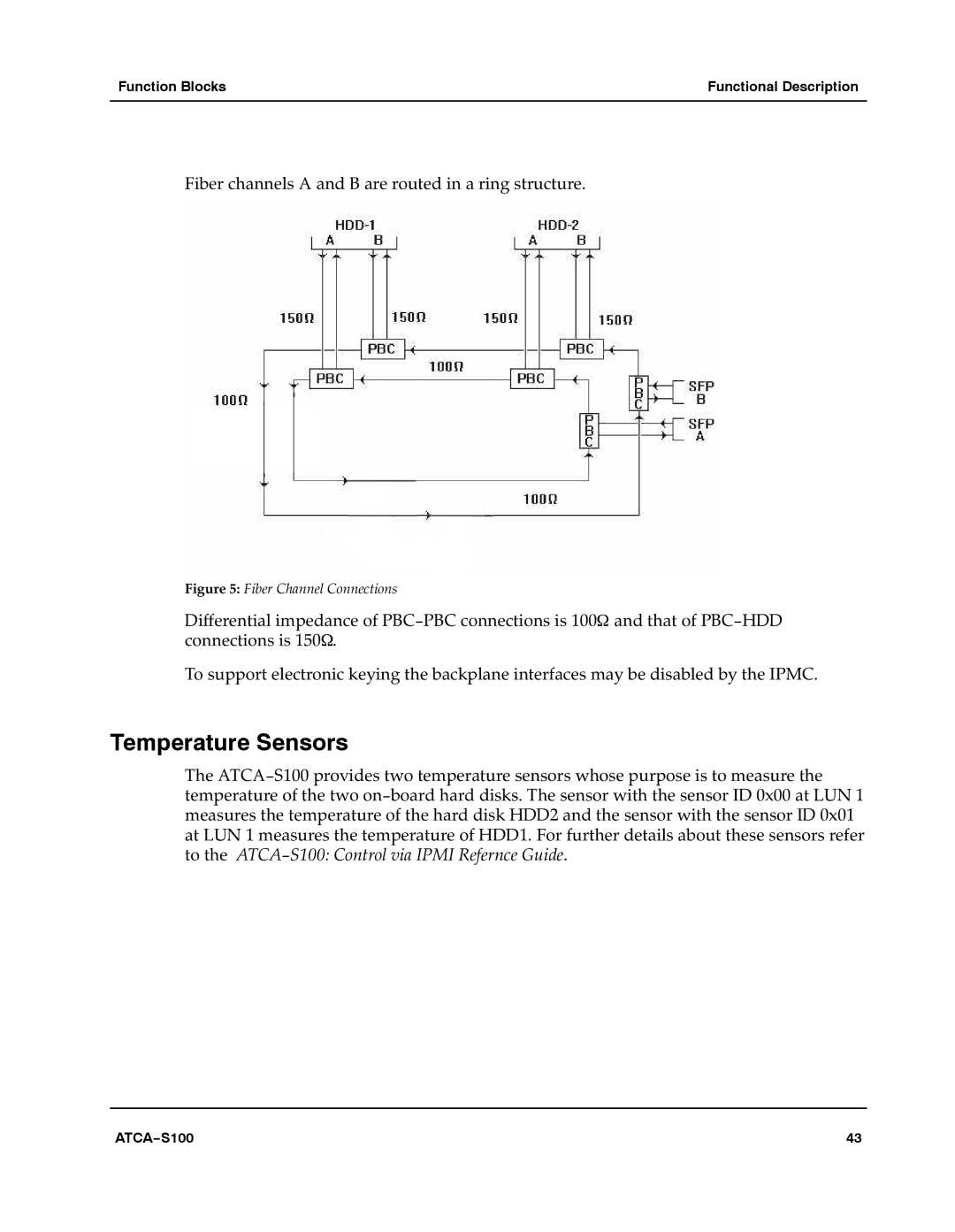 Motorola 228597 manual Temperature Sensors, Fiber Channel Connections 