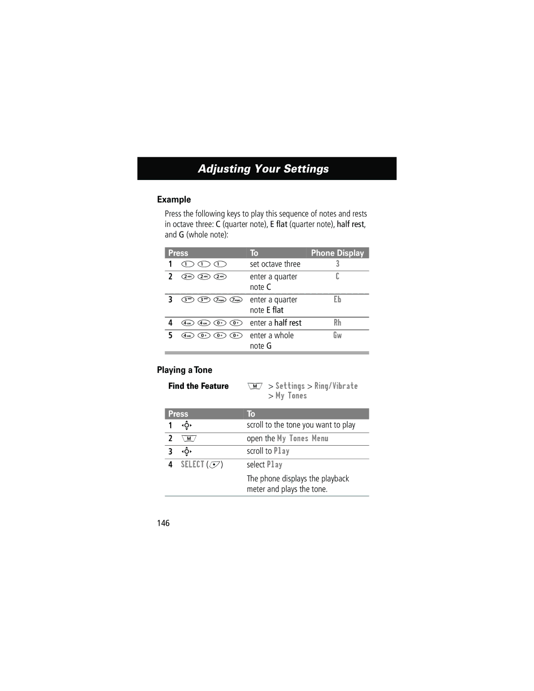 Motorola 280 manual Example, Playing a Tone, Open the My Tones Menu 