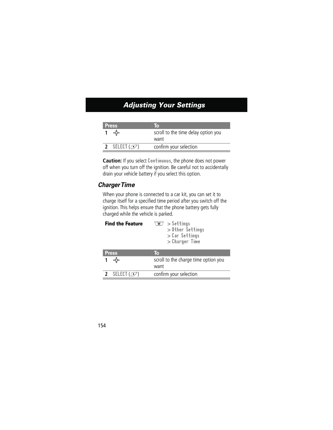 Motorola 280 manual Charger Time, Conﬁrm your selection, 154 