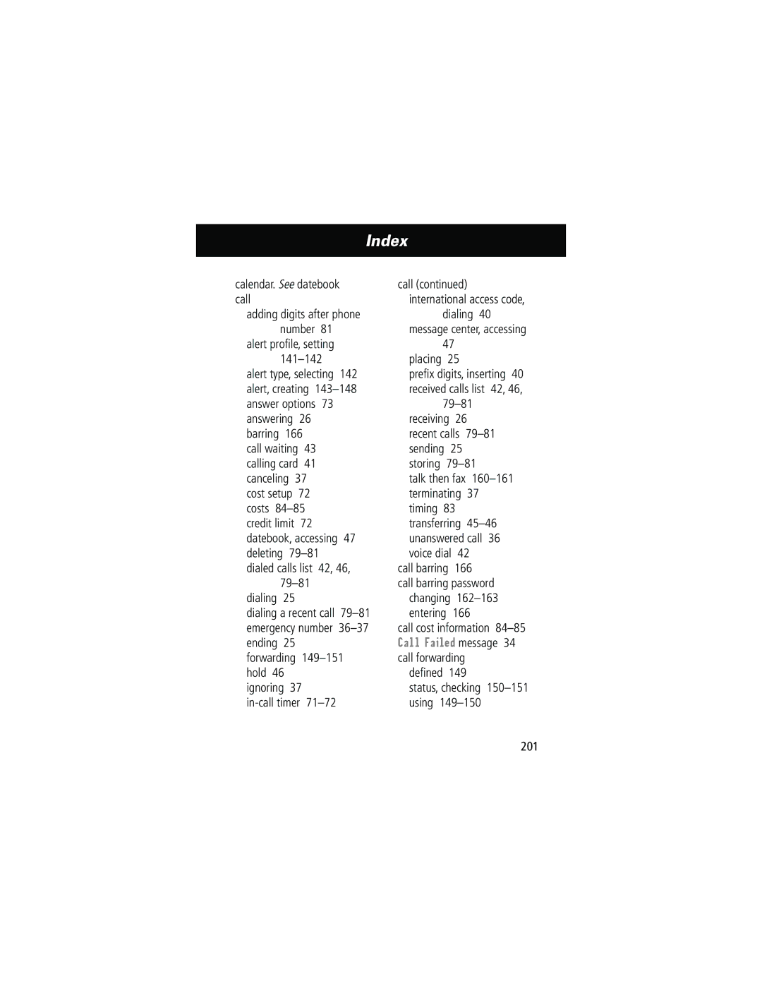 Motorola 280 manual Index 