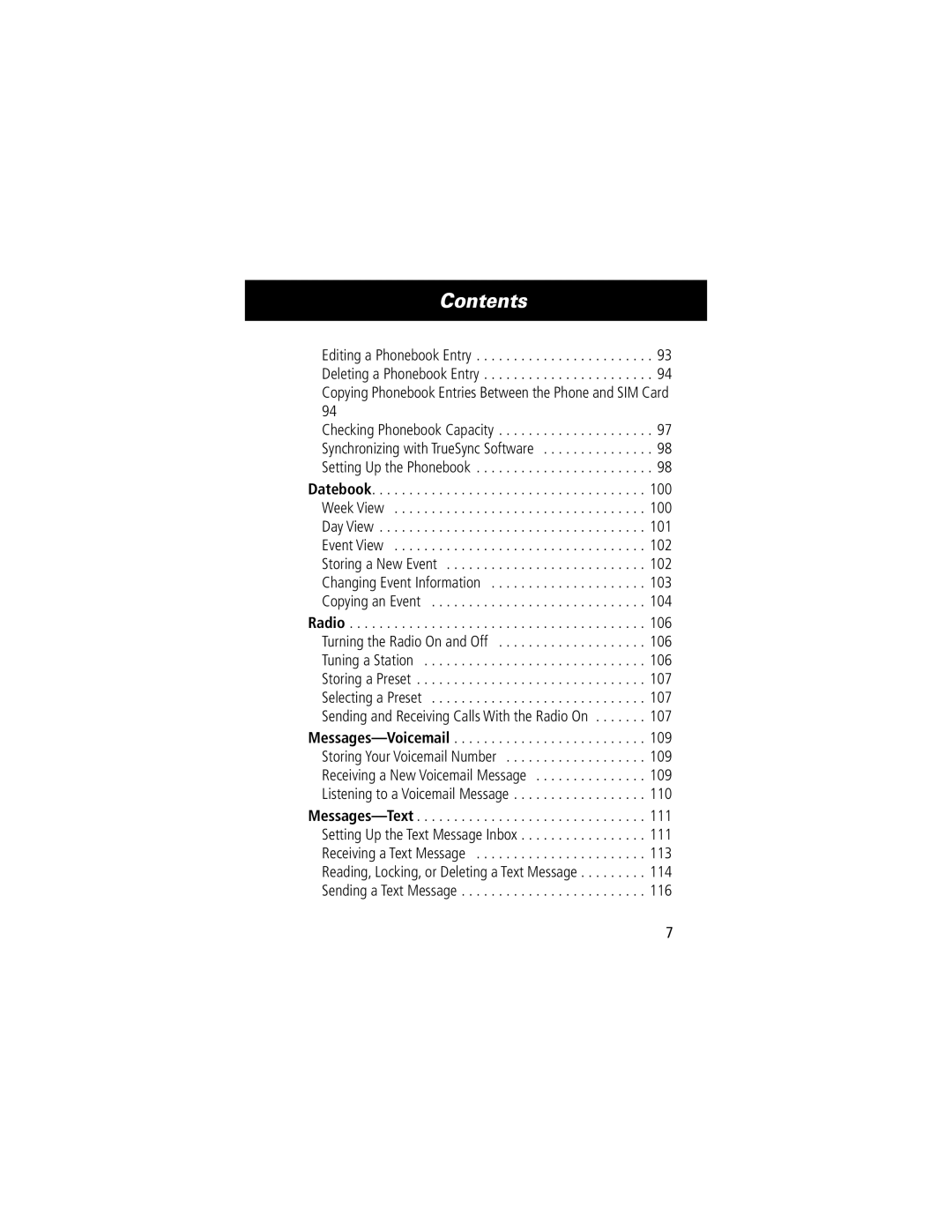 Motorola 280 manual 100, 101, 102, 103, 104, 106, 107, 109, 110 