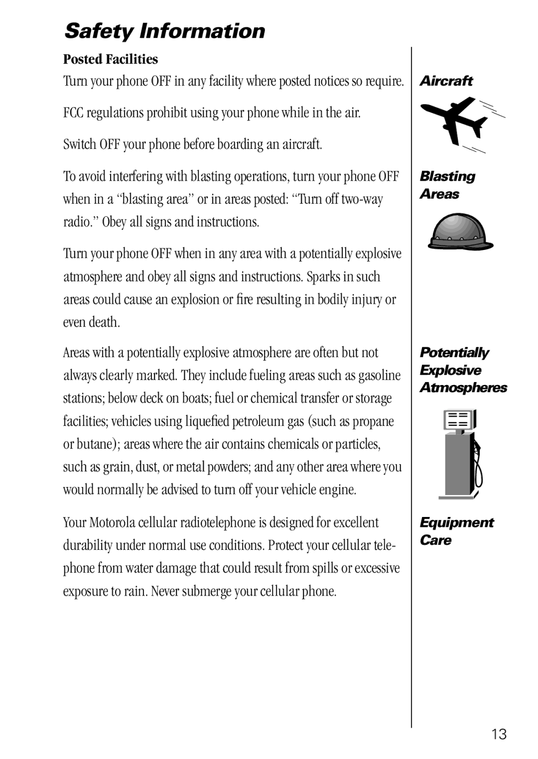 Motorola 3000 specifications Switch OFF your phone before boarding an aircraft 