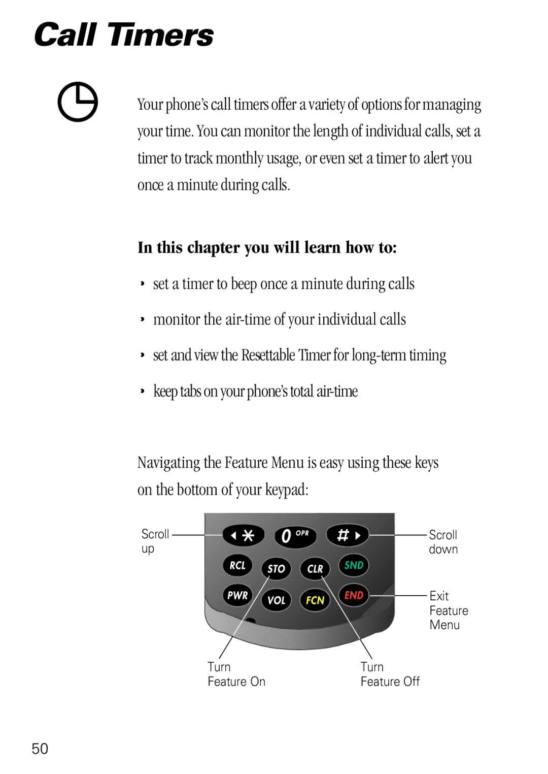 Motorola 3000 specifications Call Timers 