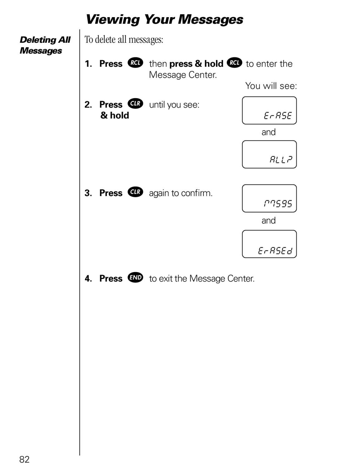 Motorola 3000 specifications To delete all messages 