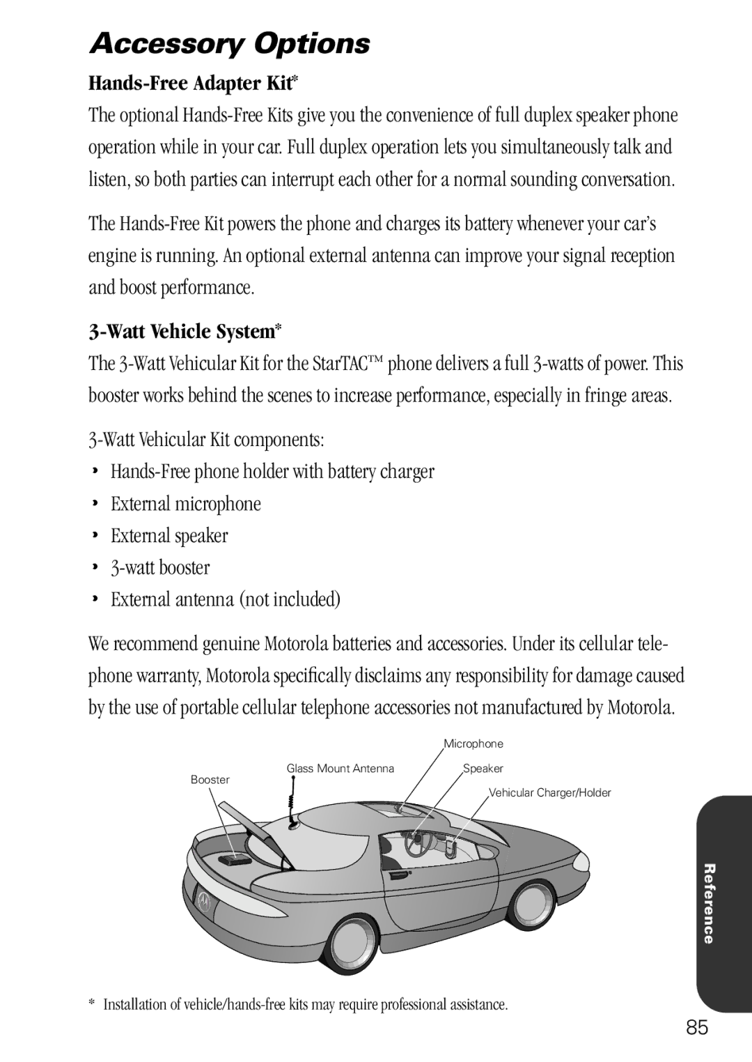 Motorola 3000 specifications Hands-Free Adapter Kit 