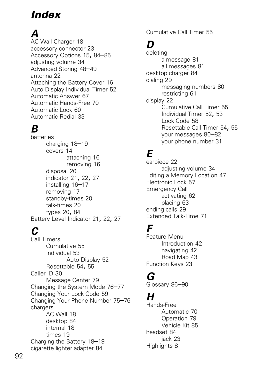 Motorola 3000 specifications Index 