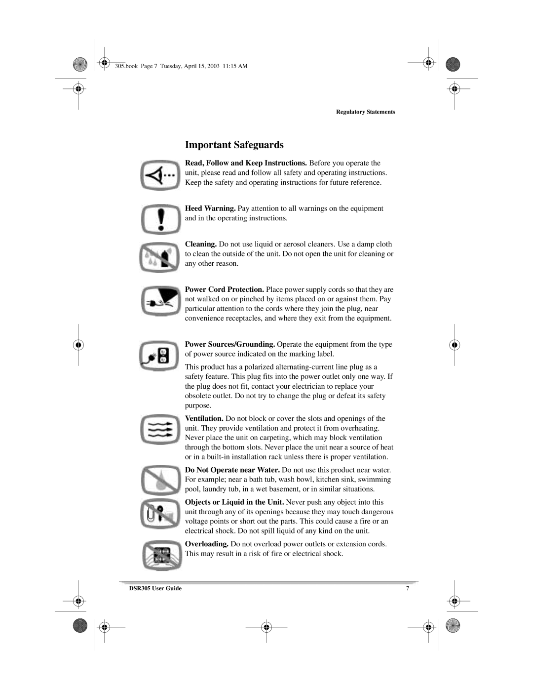 Motorola 305 manual Important Safeguards 