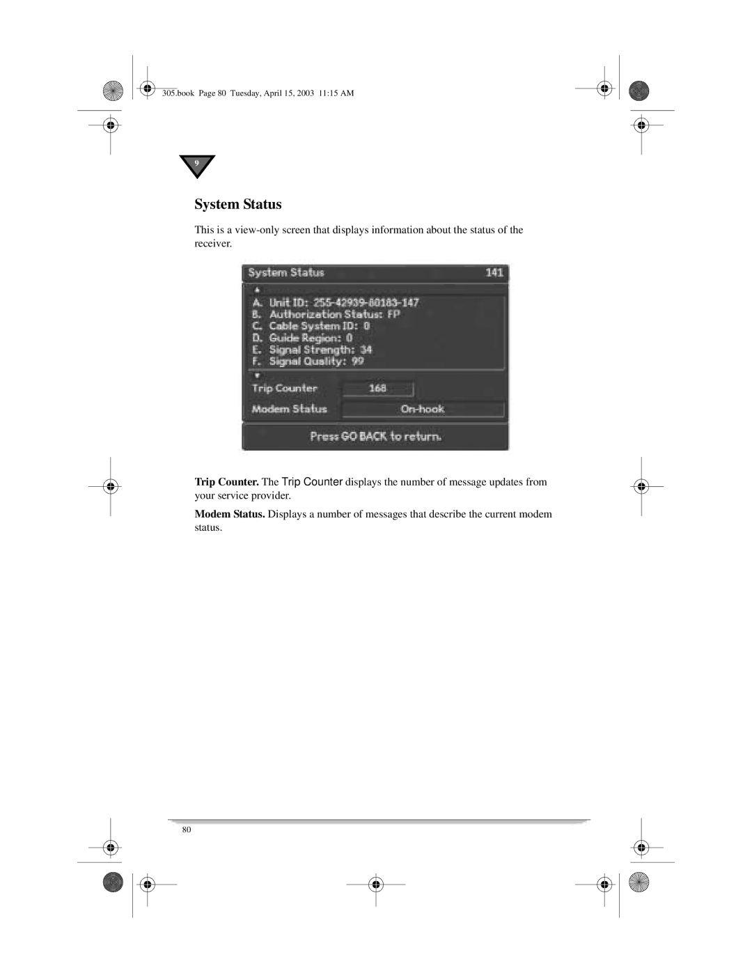 Motorola 305 manual Book Page 80 Tuesday, April 15, 2003 1115 AM 