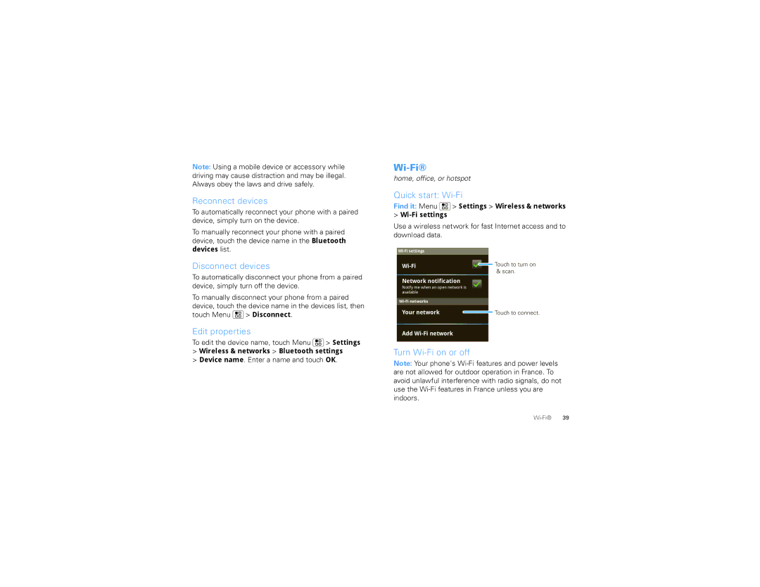 Motorola 3152359 manual Wi-Fi 