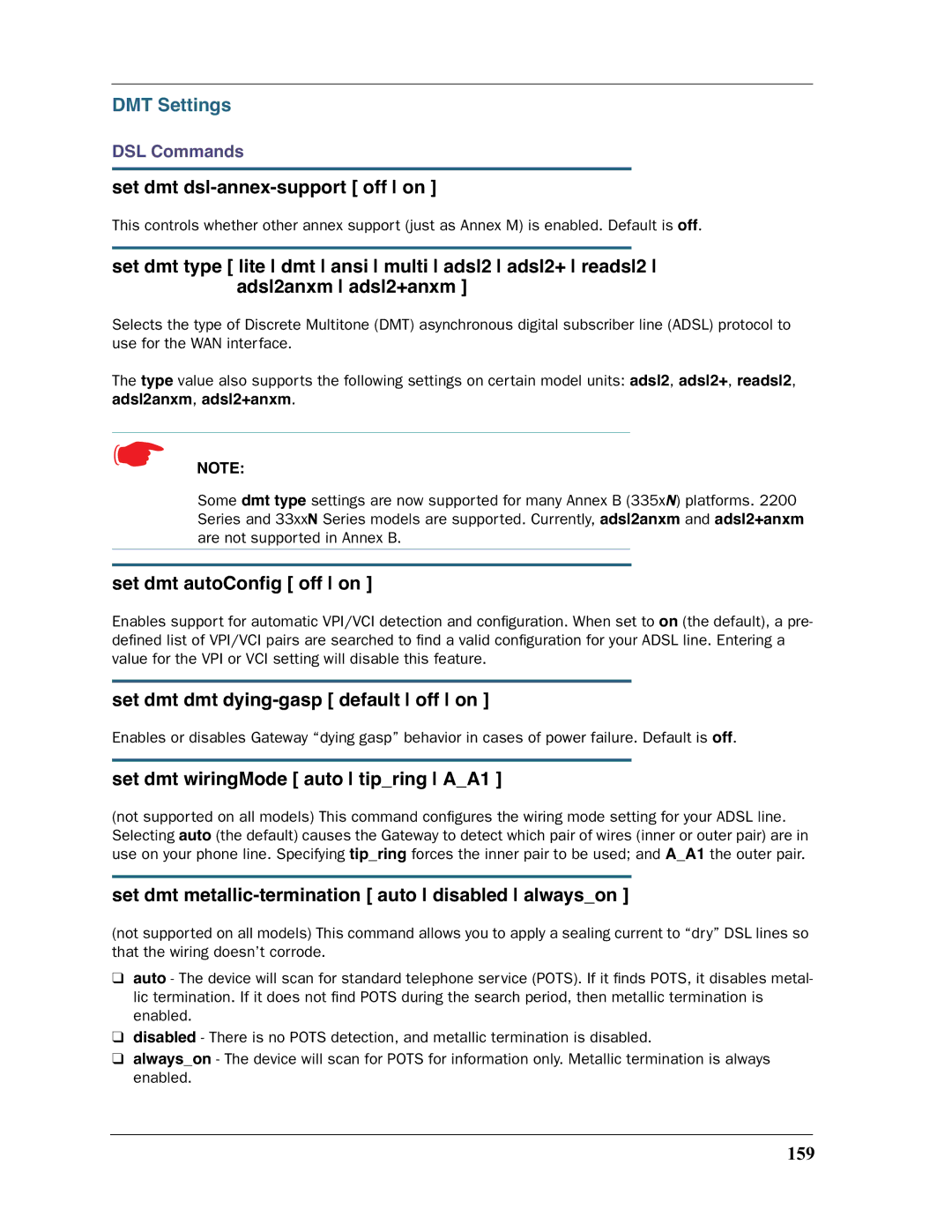 Motorola 3397GP manual DMT Settings 