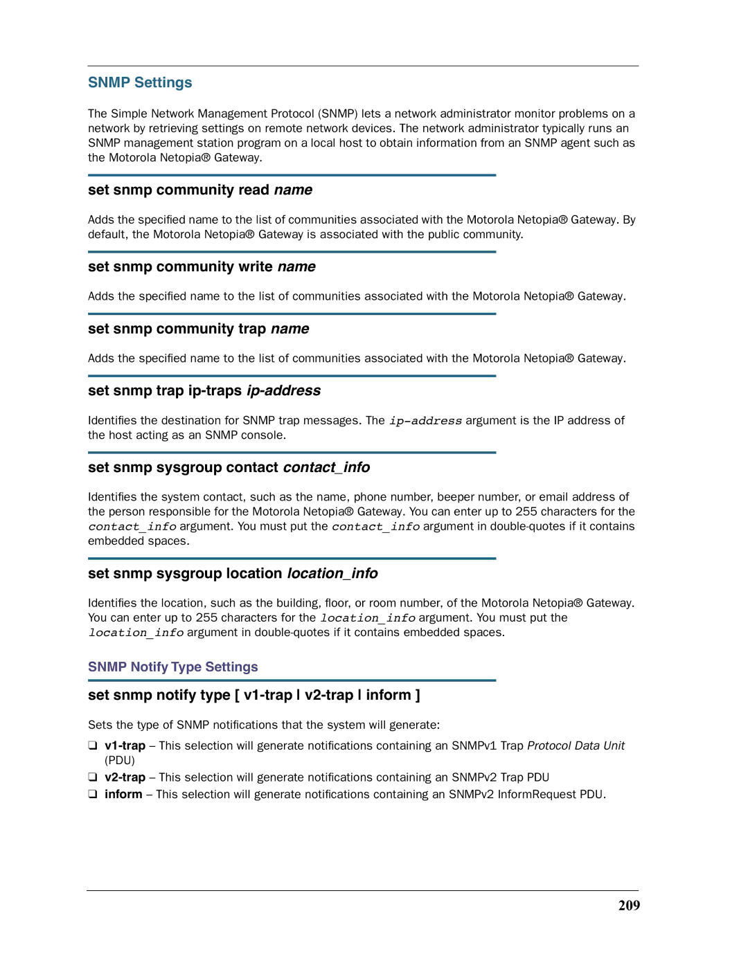 Motorola 3397GP manual Snmp Settings 