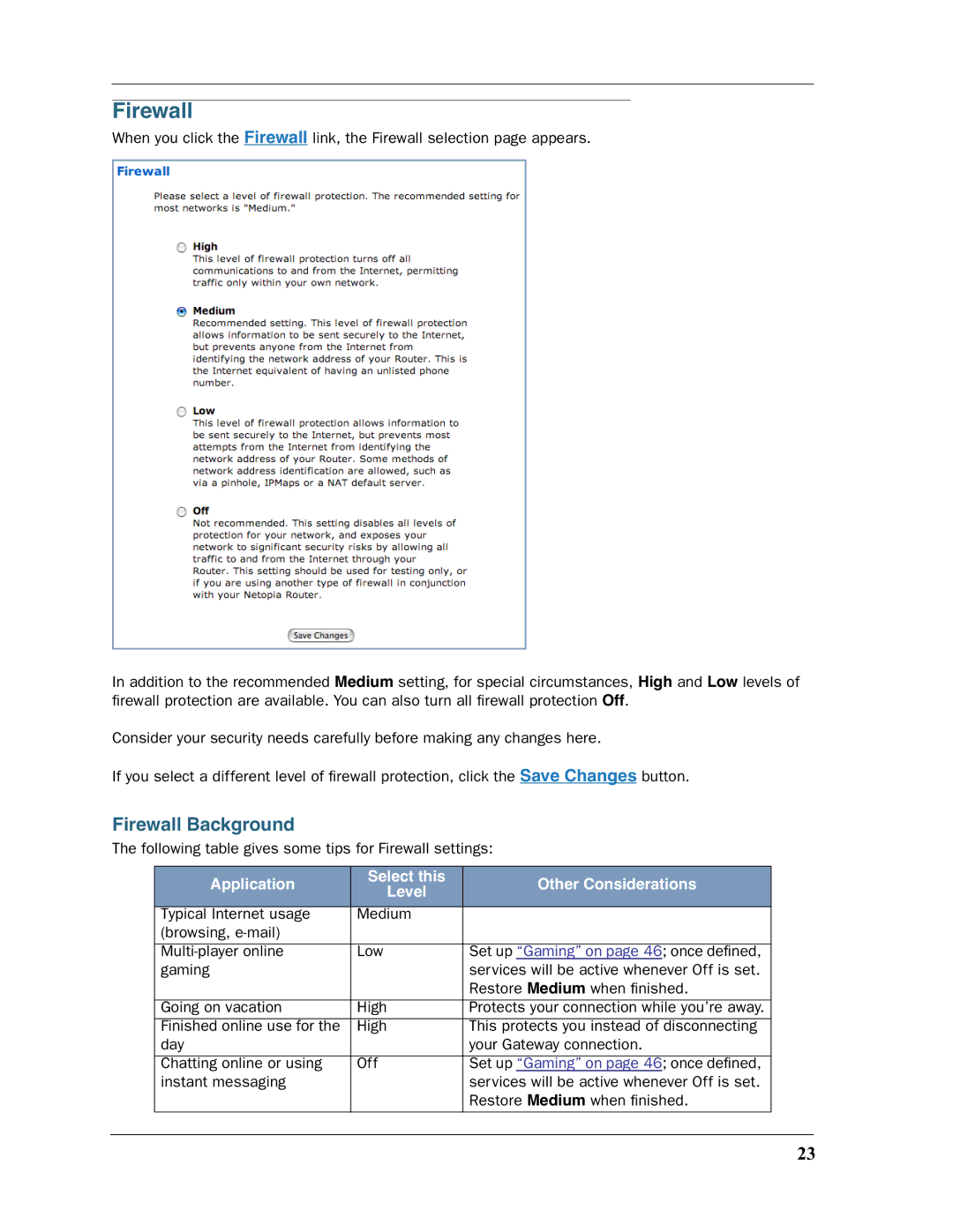 Motorola 3397GP manual Firewall Background 