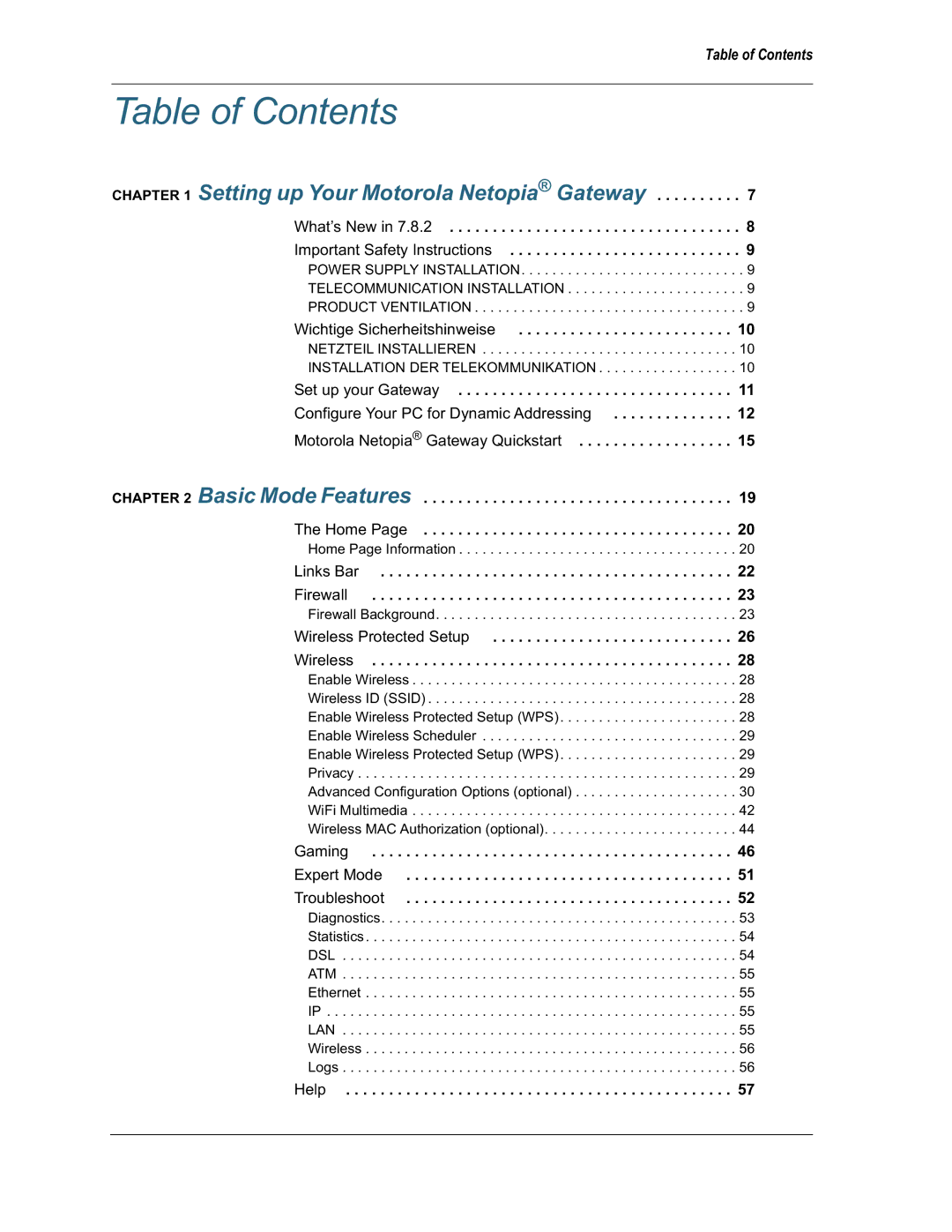 Motorola 3397GP manual Table of Contents 