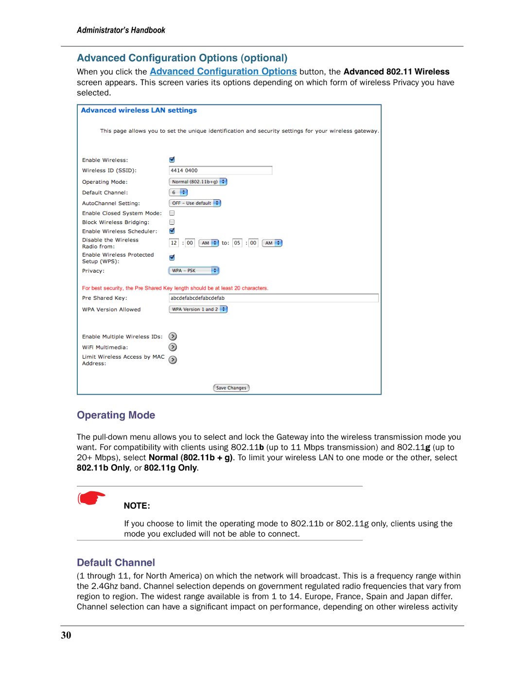 Motorola 3397GP manual Advanced Conﬁguration Options optional, Operating Mode 