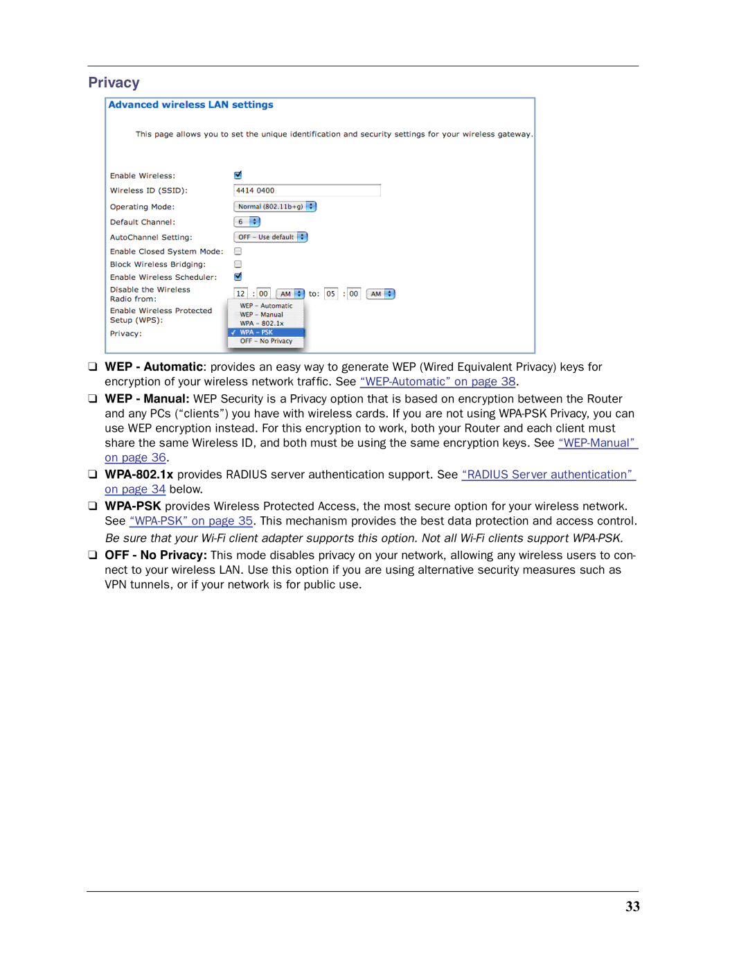 Motorola 3397GP manual Privacy 