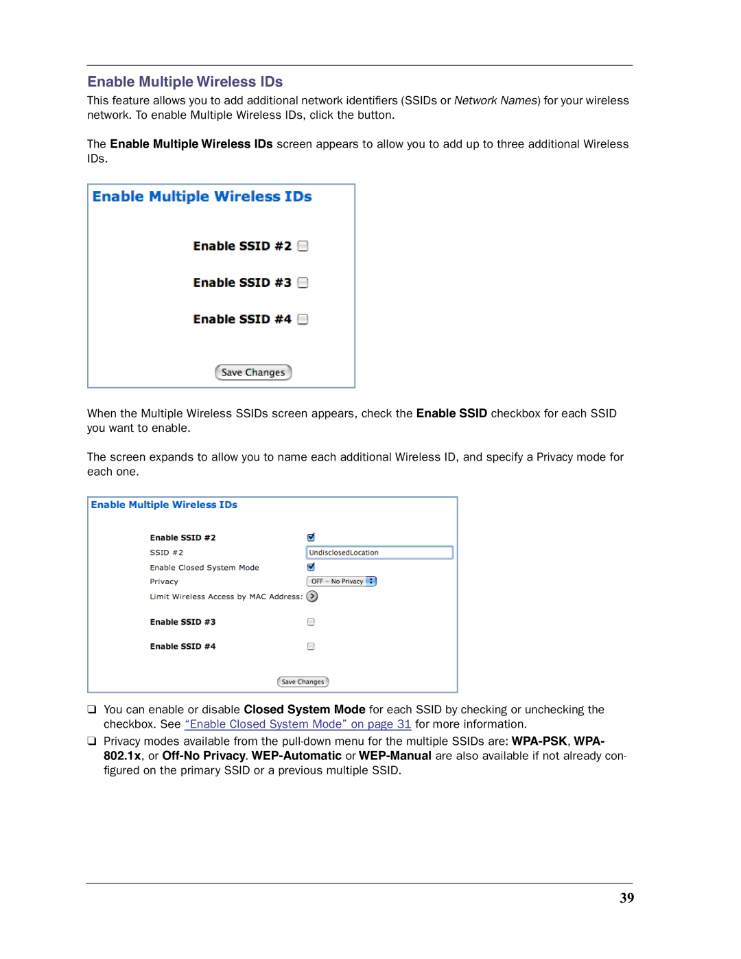 Motorola 3397GP manual Enable Multiple Wireless IDs 