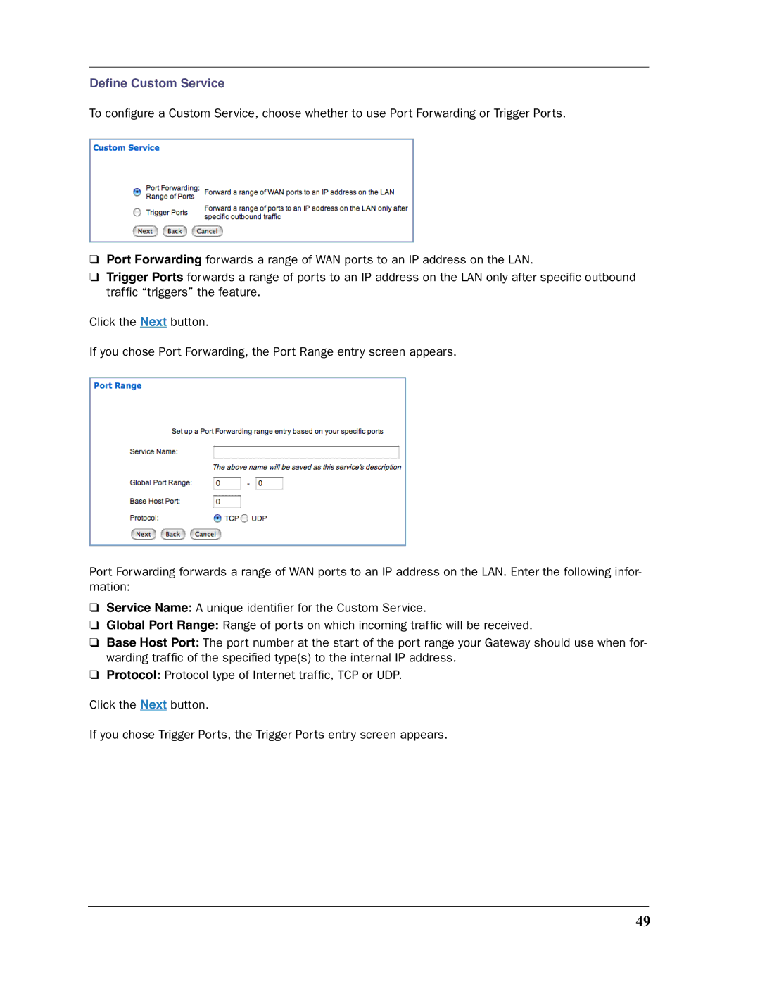 Motorola 3397GP manual Deﬁne Custom Service 