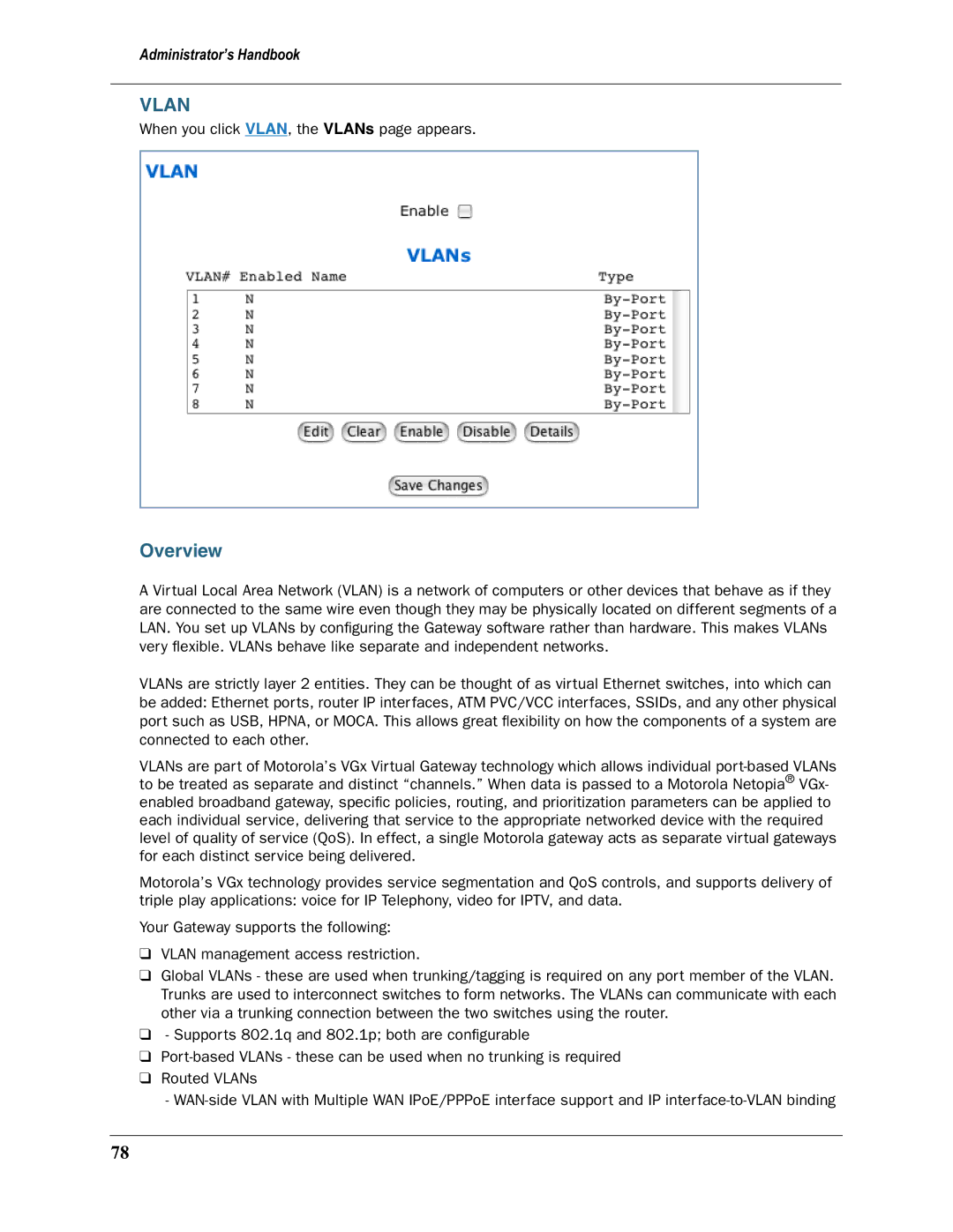 Motorola 3397GP manual Vlan, Overview 