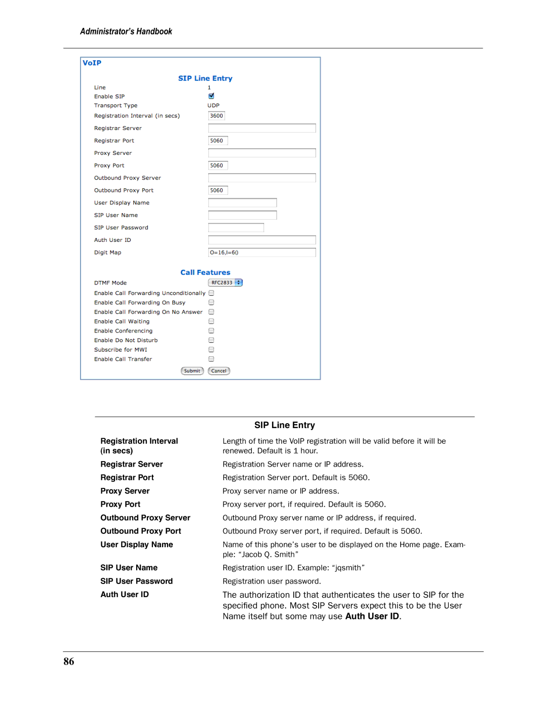 Motorola 3397GP manual SIP Line Entry 