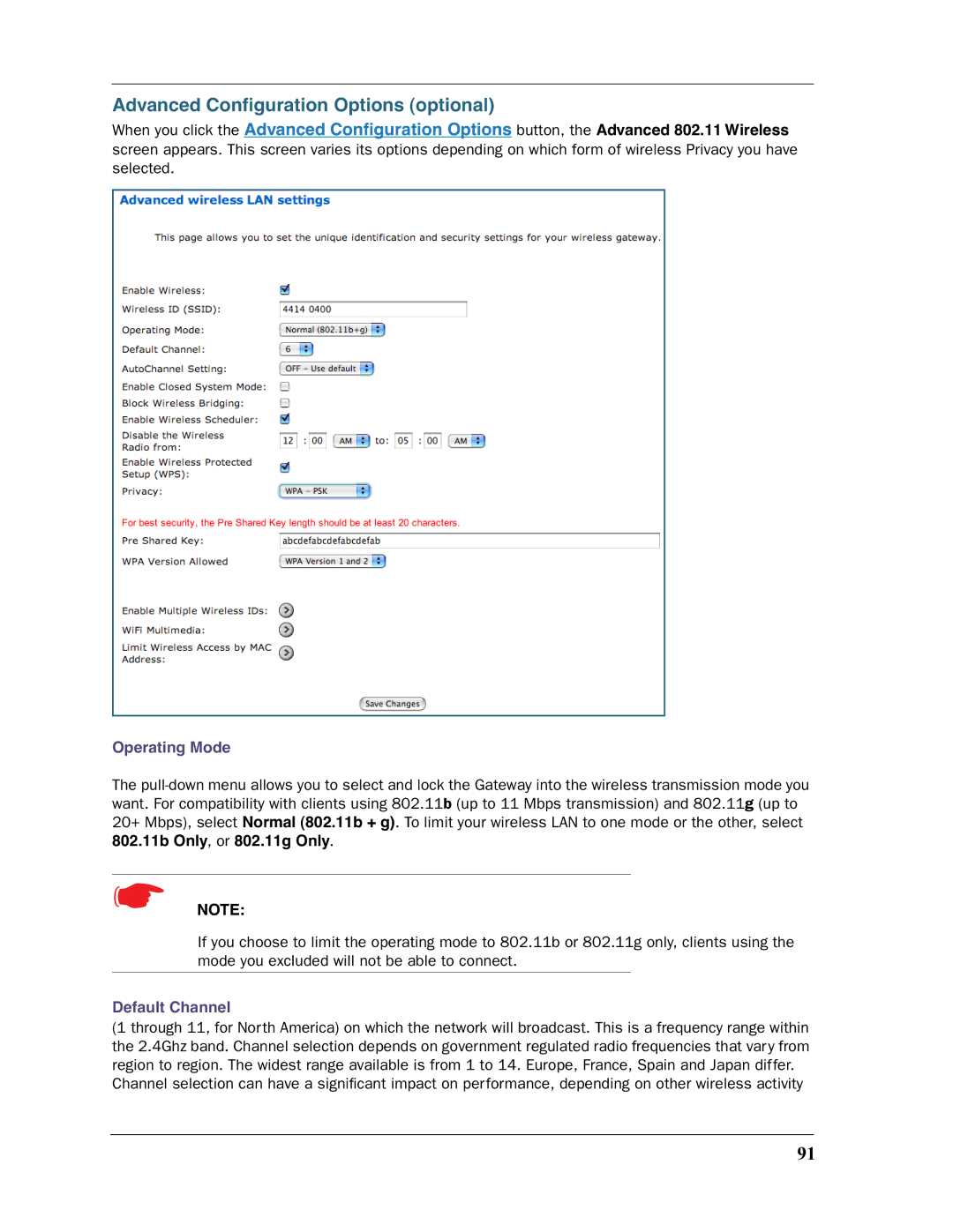 Motorola 3397GP manual Operating Mode, Default Channel 