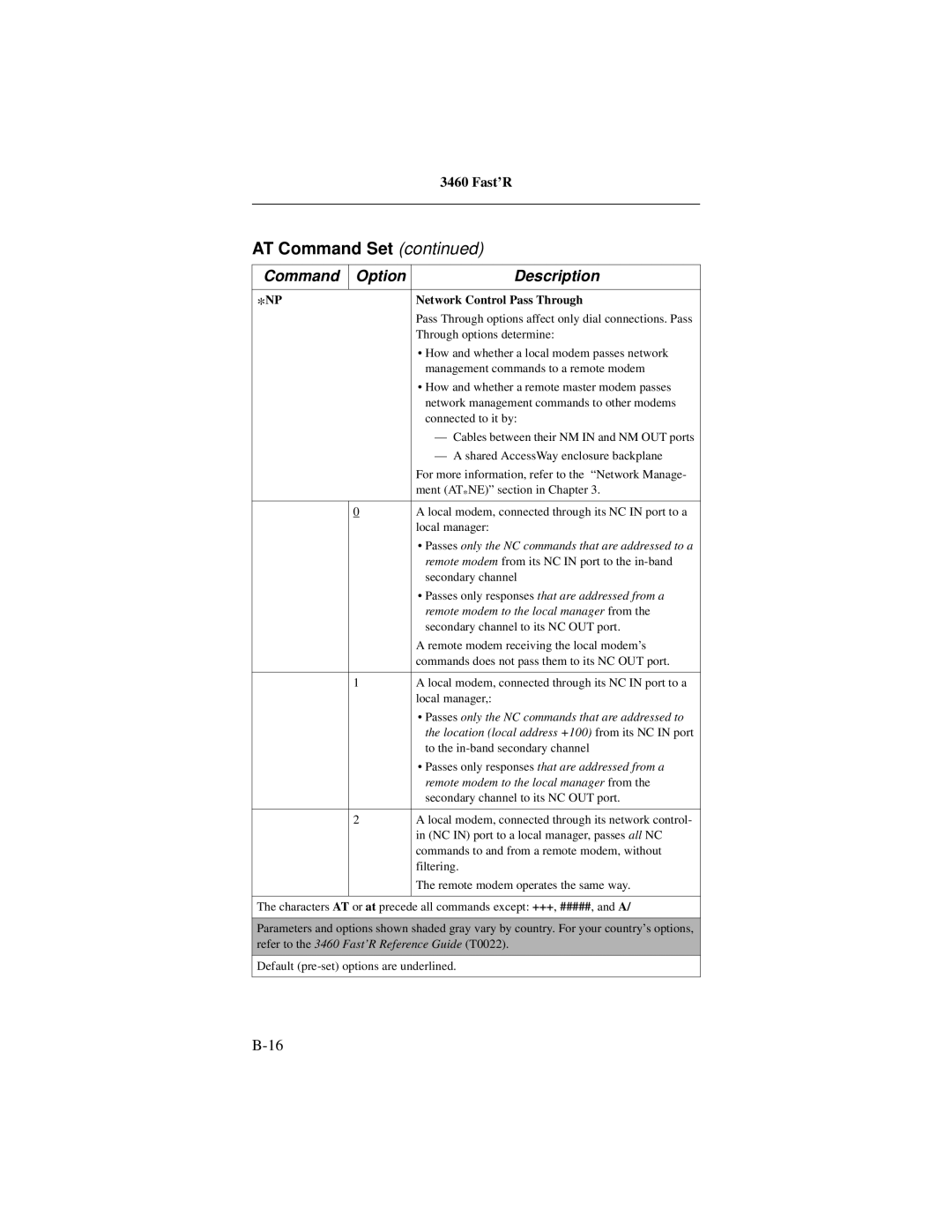 Motorola 3460 manual Network Control Pass Through 