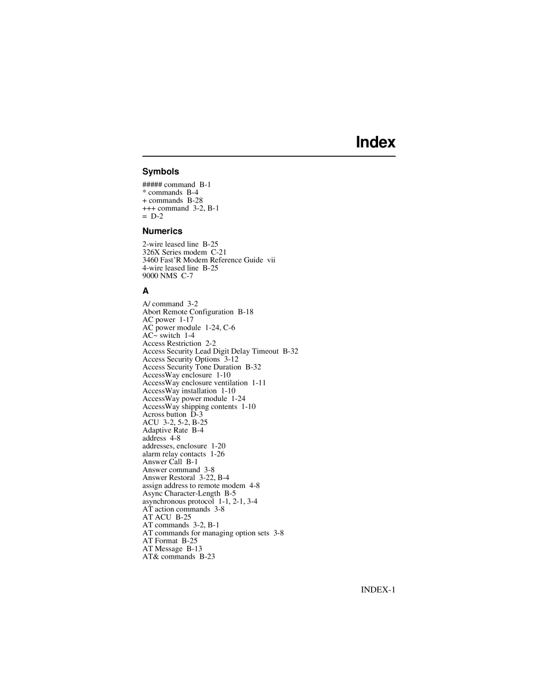 Motorola 3460 manual Symbols, Numerics 