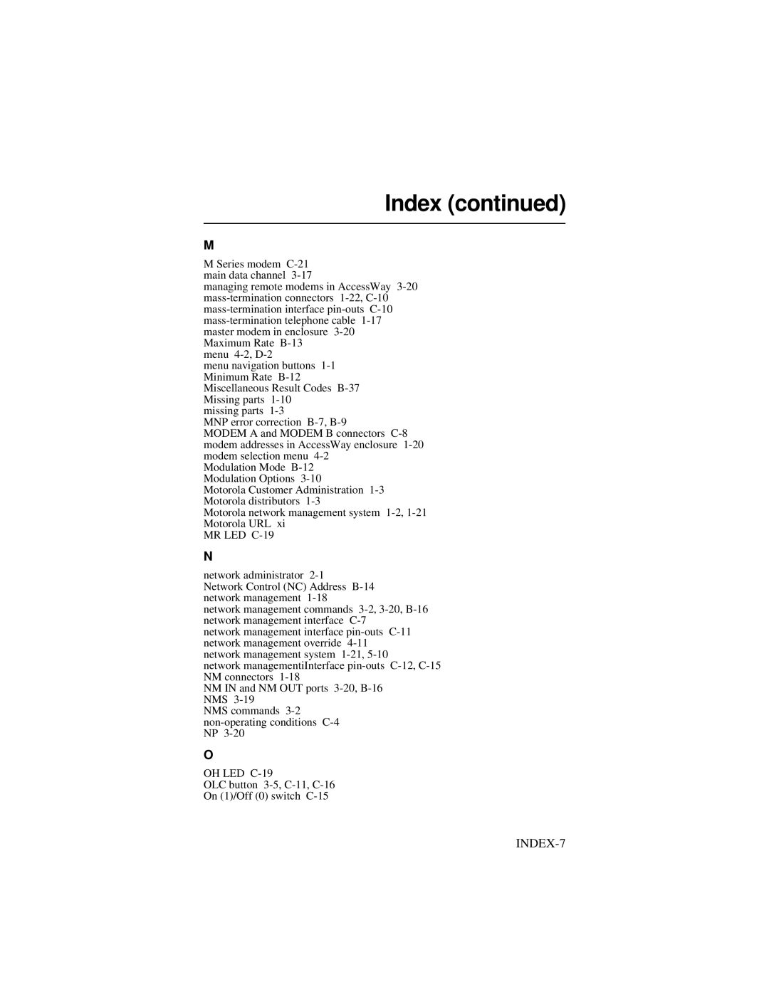 Motorola 3460 manual INDEX-7 