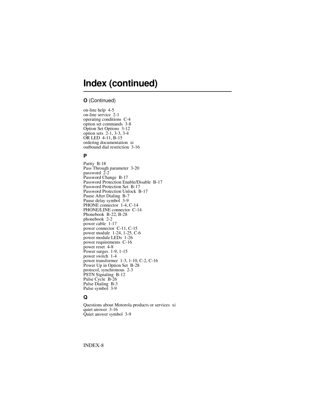 Motorola 3460 manual INDEX-8 