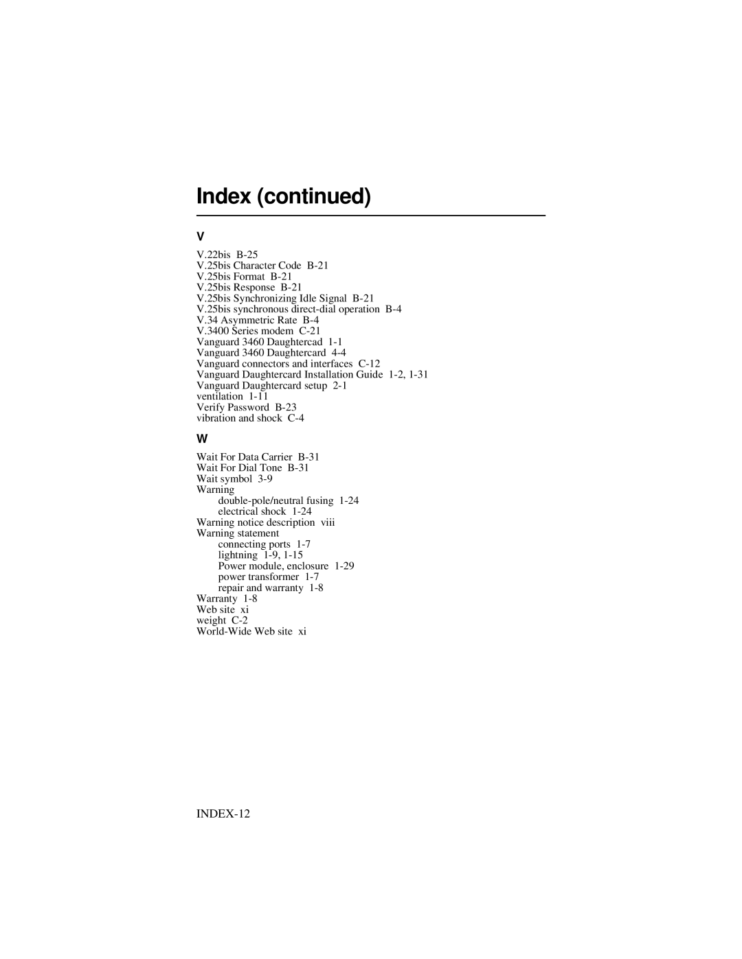 Motorola 3460 manual INDEX-12 