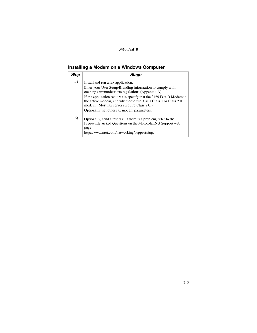 Motorola 3460 manual Install and run a fax application 