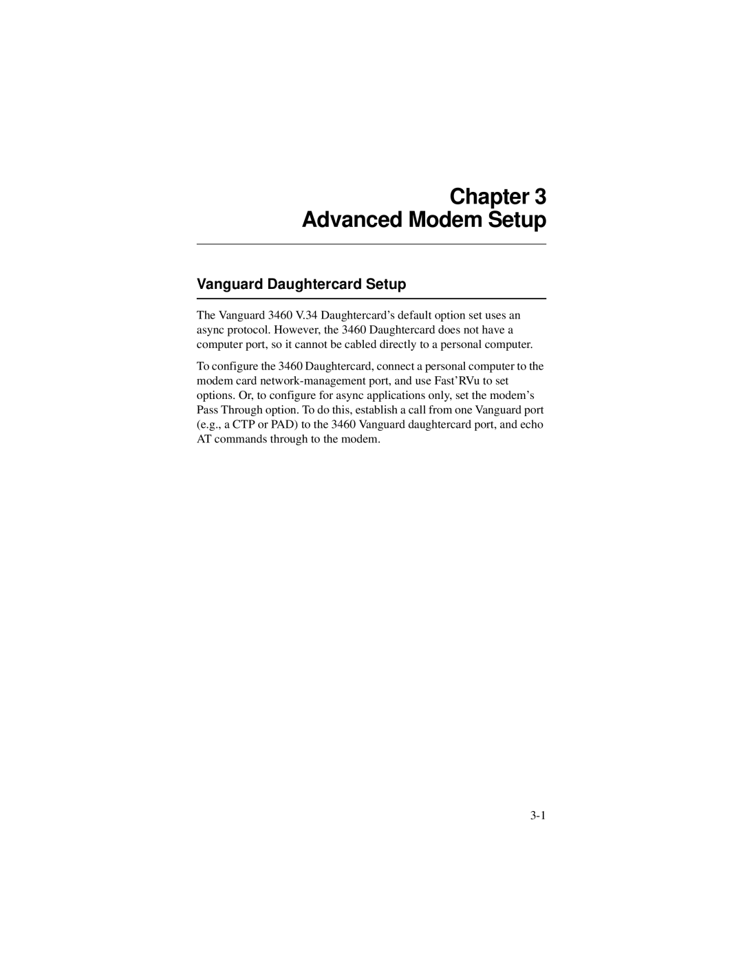 Motorola 3460 manual Chapter Advanced Modem Setup 