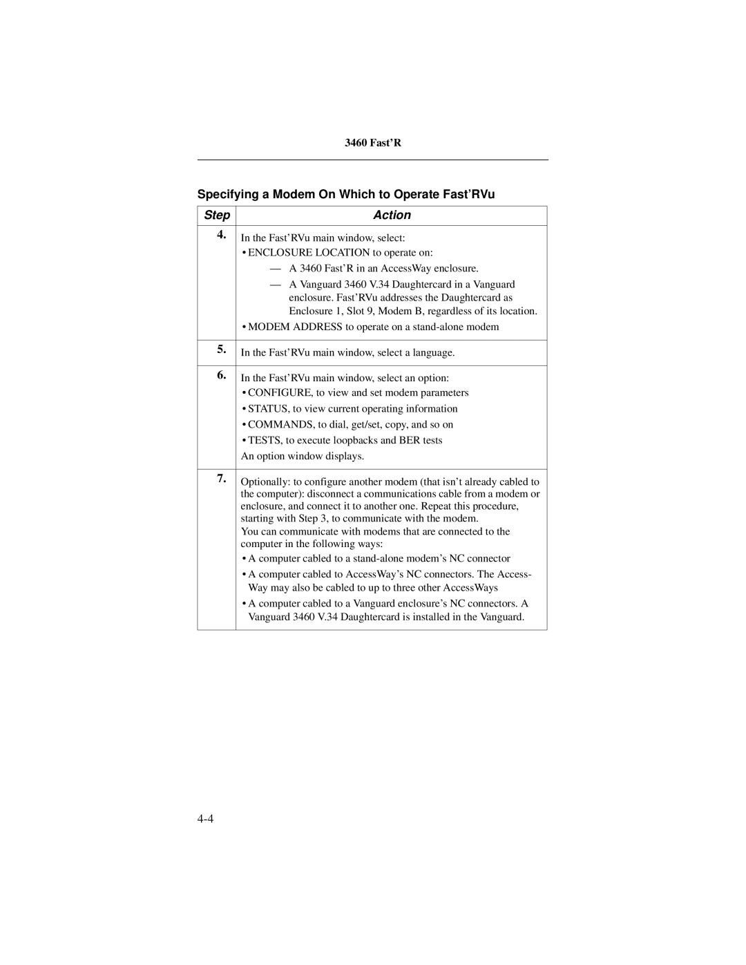 Motorola 3460 manual Fast’RVu main window, select 