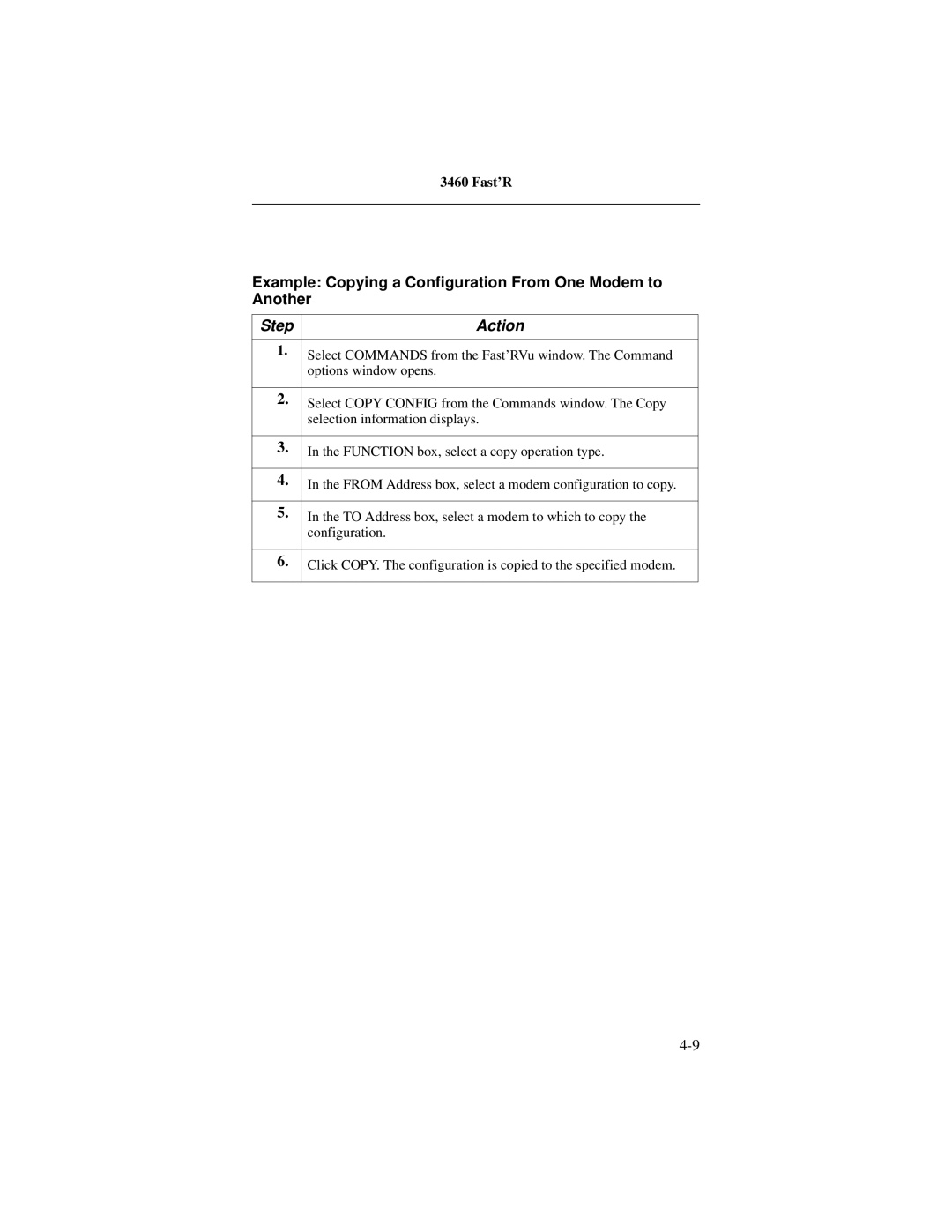 Motorola 3460 manual Example Copying a Configuration From One Modem to Another 