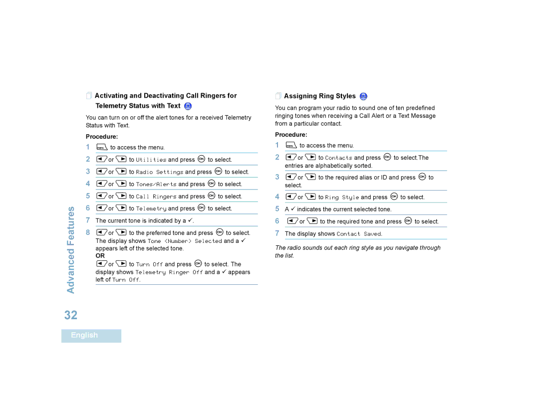 Motorola 4580, 4550 manual  Assigning Ring Styles 