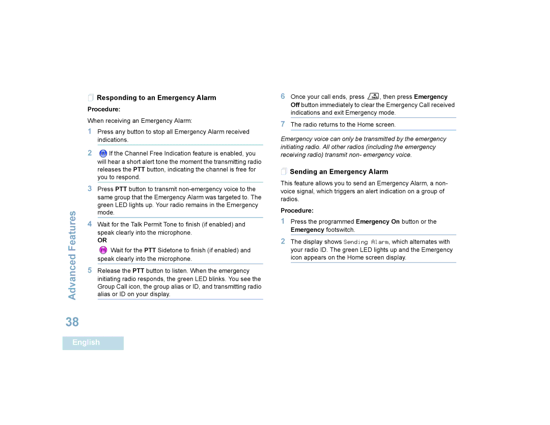 Motorola 4580, 4550 manual  Responding to an Emergency Alarm,  Sending an Emergency Alarm 